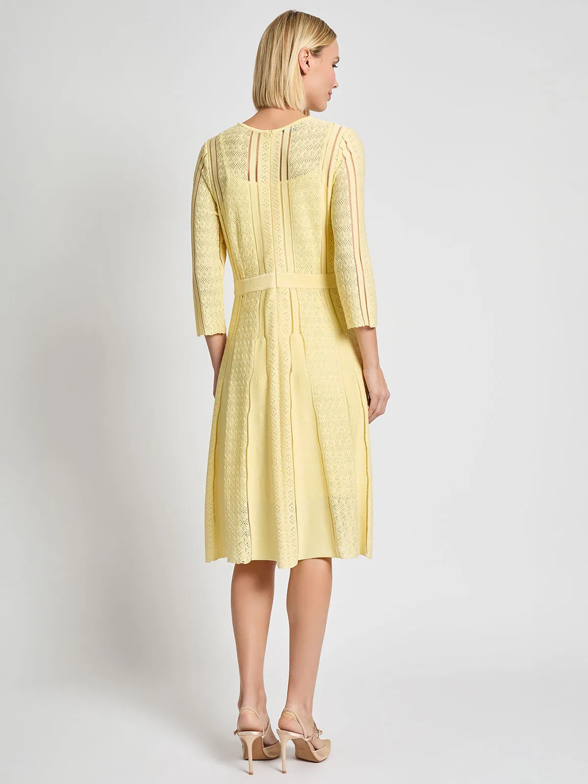 A-Line Diamond Pointelle Knit Midi Dress - Modern Fit