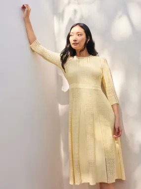 A-Line Diamond Pointelle Knit Midi Dress - Modern Fit