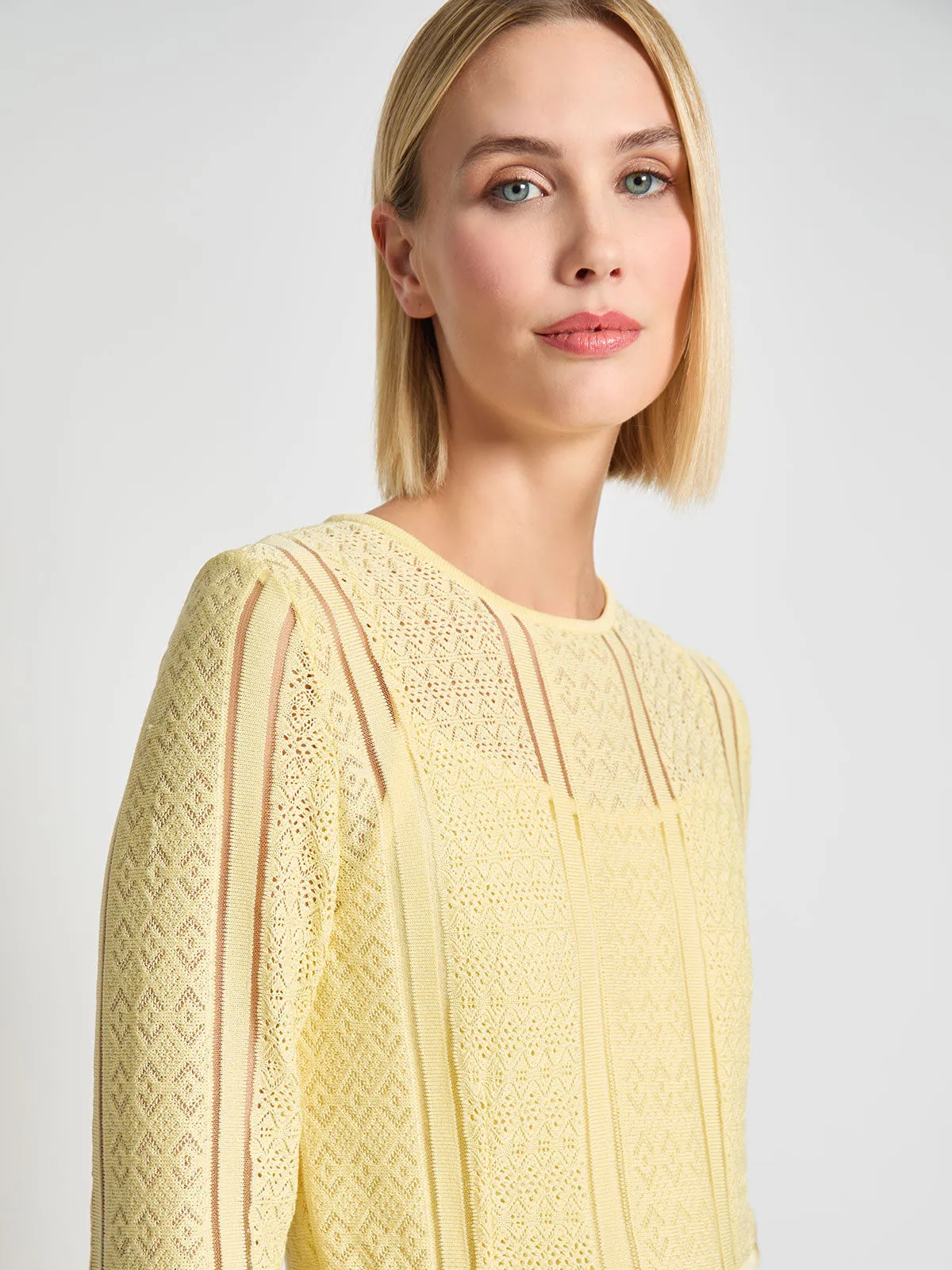 A-Line Diamond Pointelle Knit Midi Dress - Modern Fit