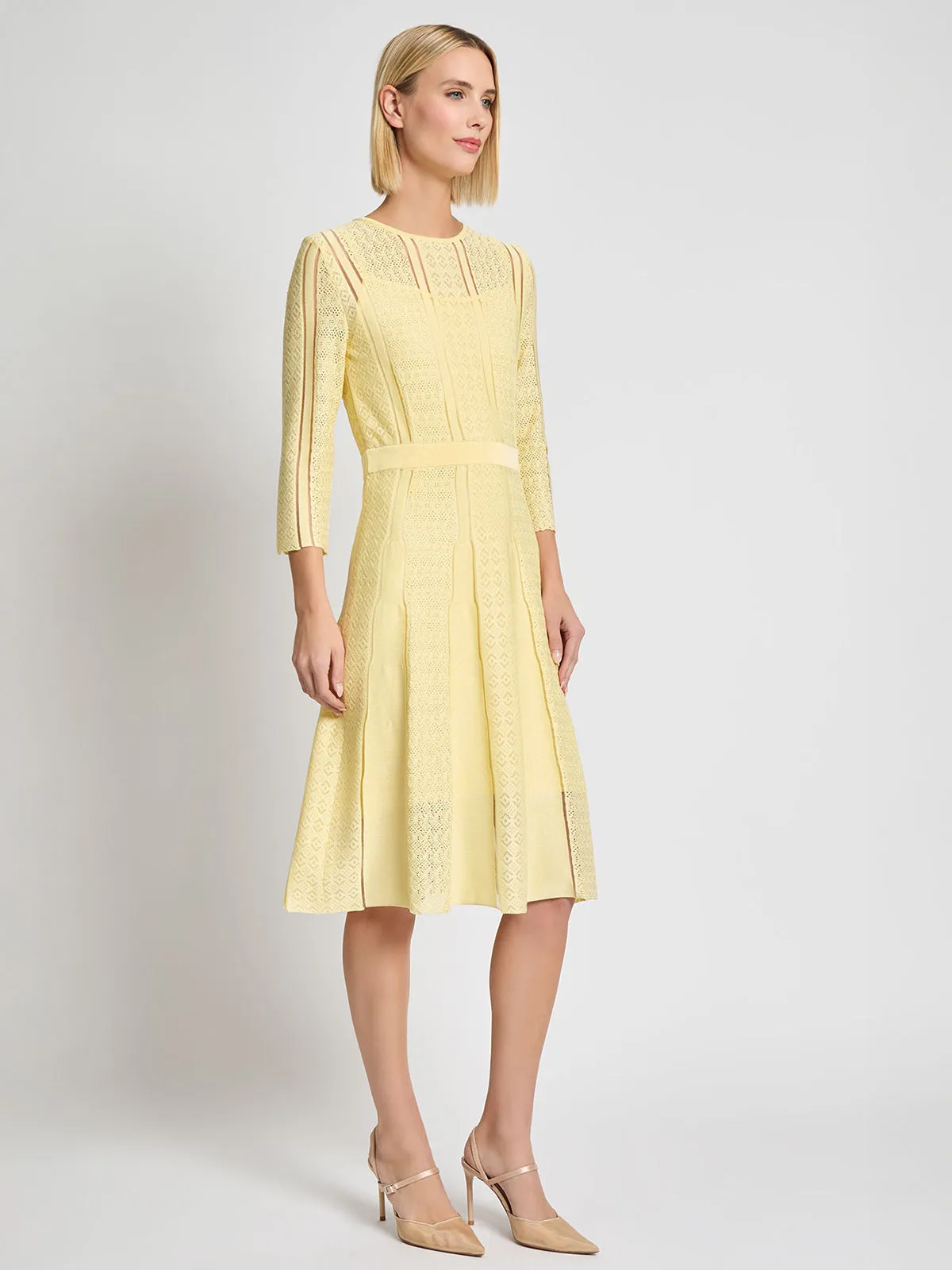 A-Line Diamond Pointelle Knit Midi Dress - Modern Fit