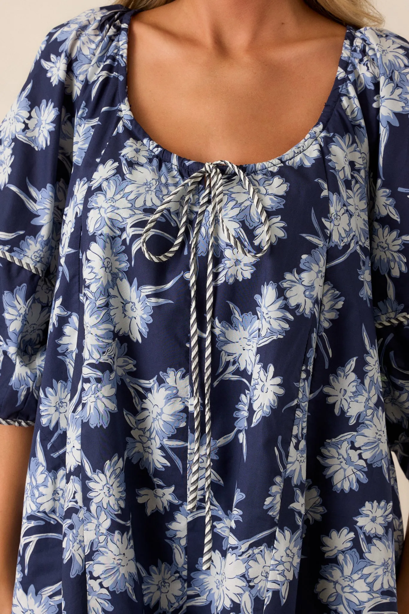 Awaiting Love Cotton Navy Floral Romper