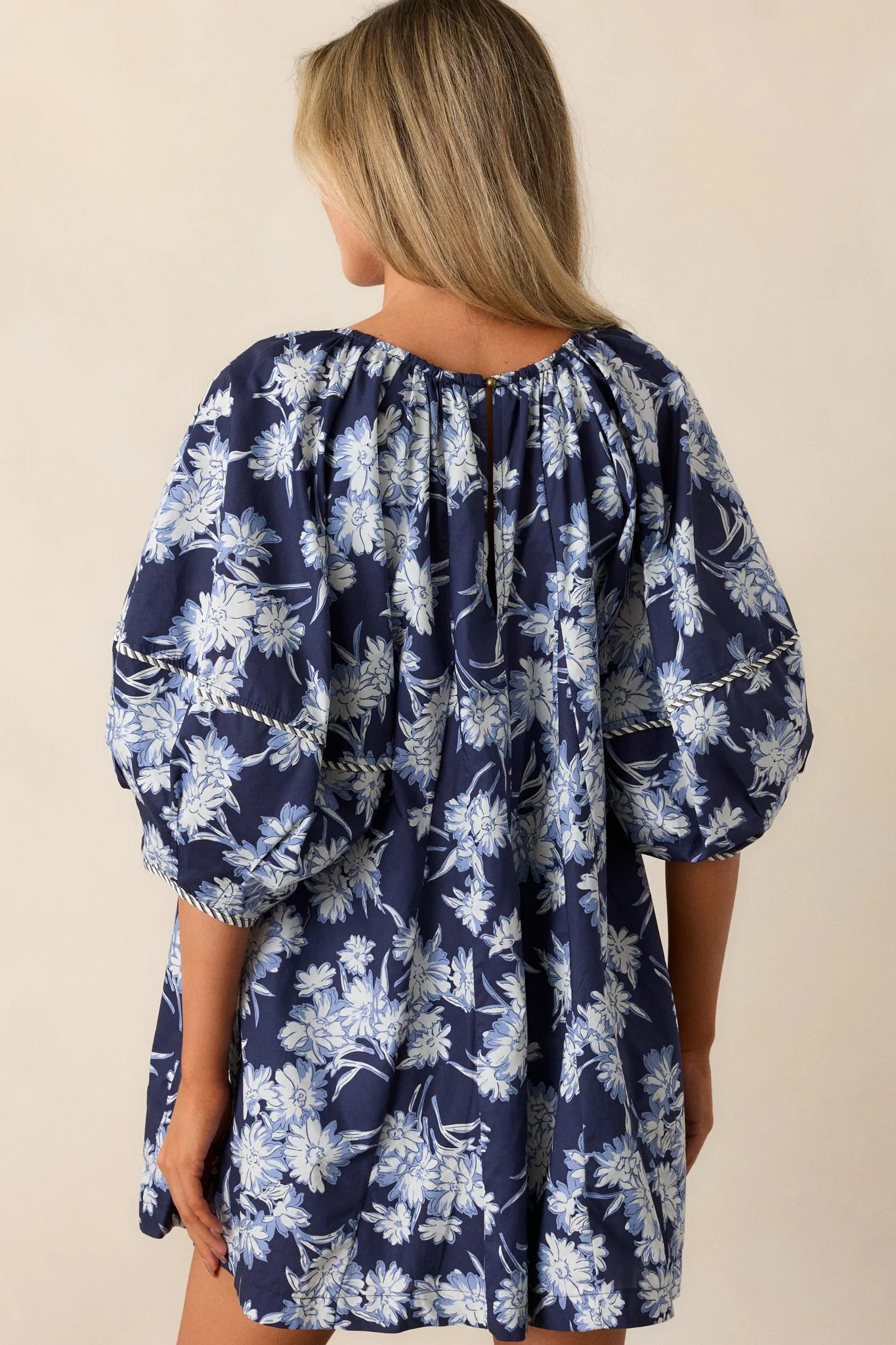 Awaiting Love Cotton Navy Floral Romper