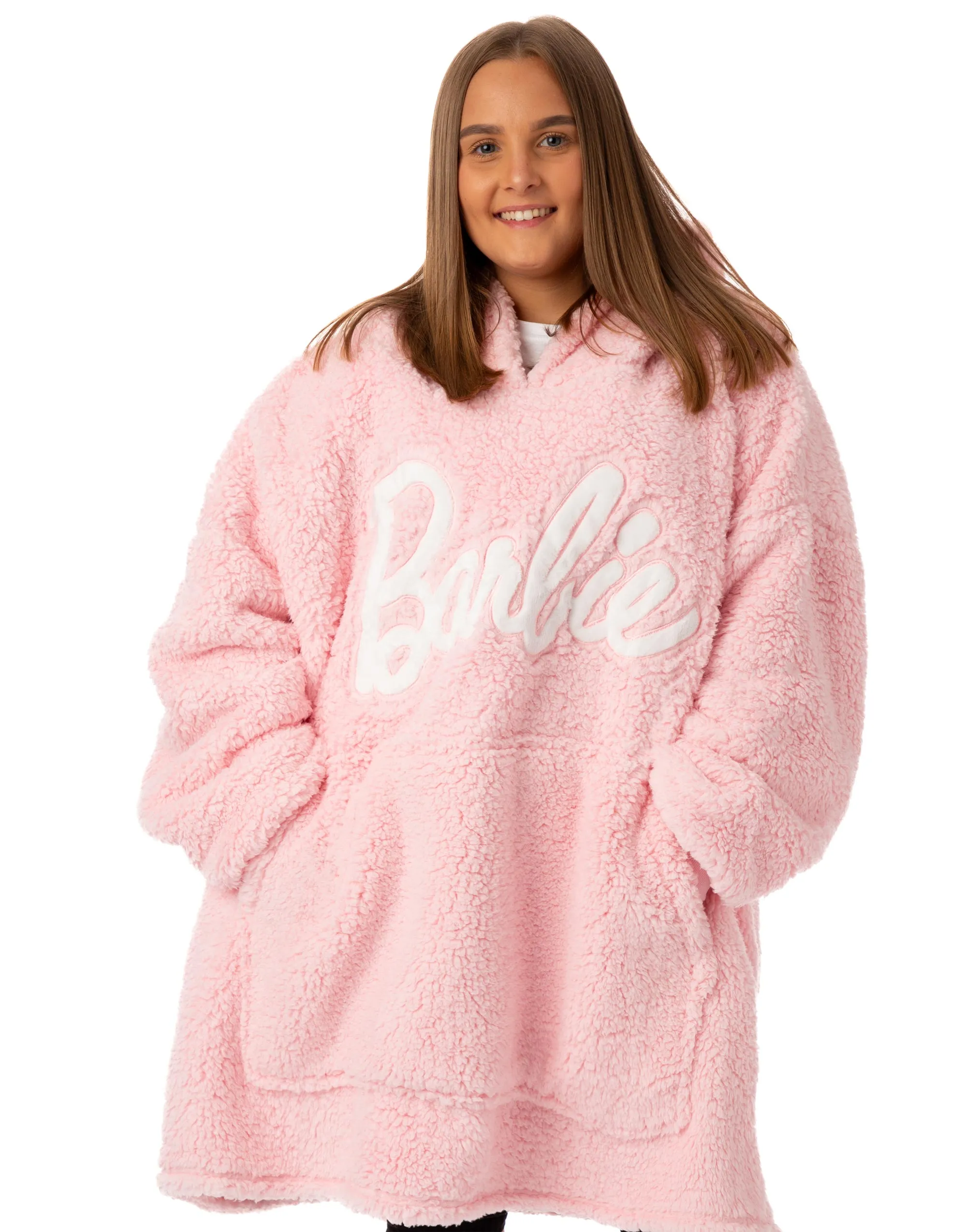 Barbie Women's Pink Full Sherpa Blanket Hoodie