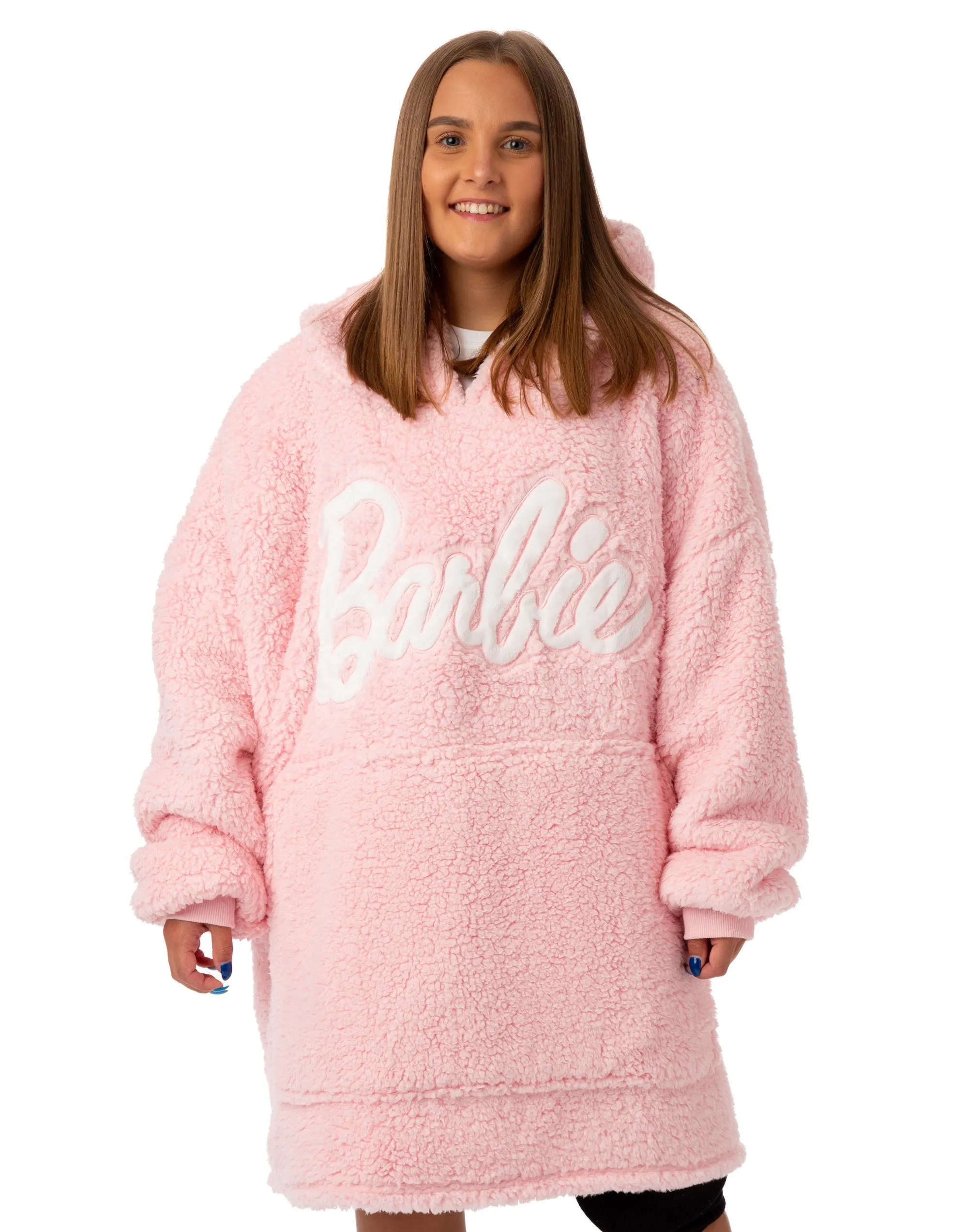 Barbie Women's Pink Full Sherpa Blanket Hoodie