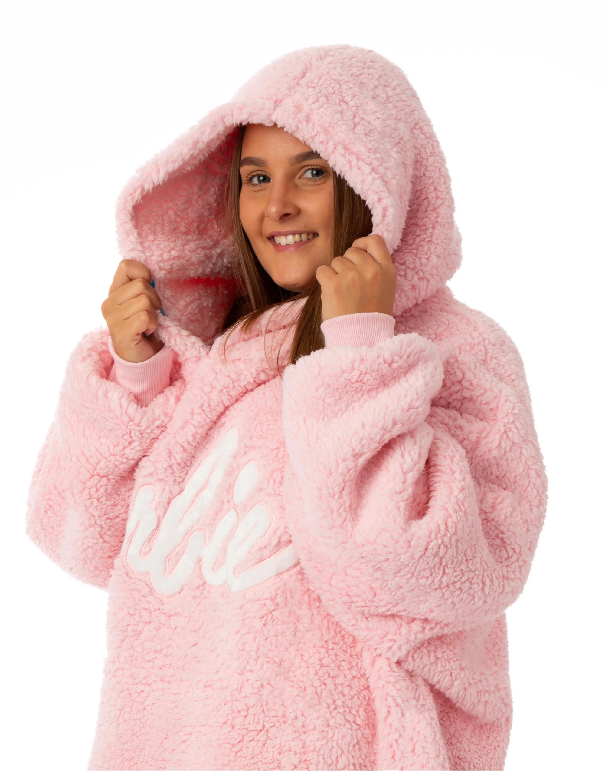 Barbie Women's Pink Full Sherpa Blanket Hoodie