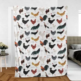Chicken Breed Pattern Blanket, Cute Chicken Fleece Sherpa 30x40 Baby Blanket, Soft Warm Animal Blanket