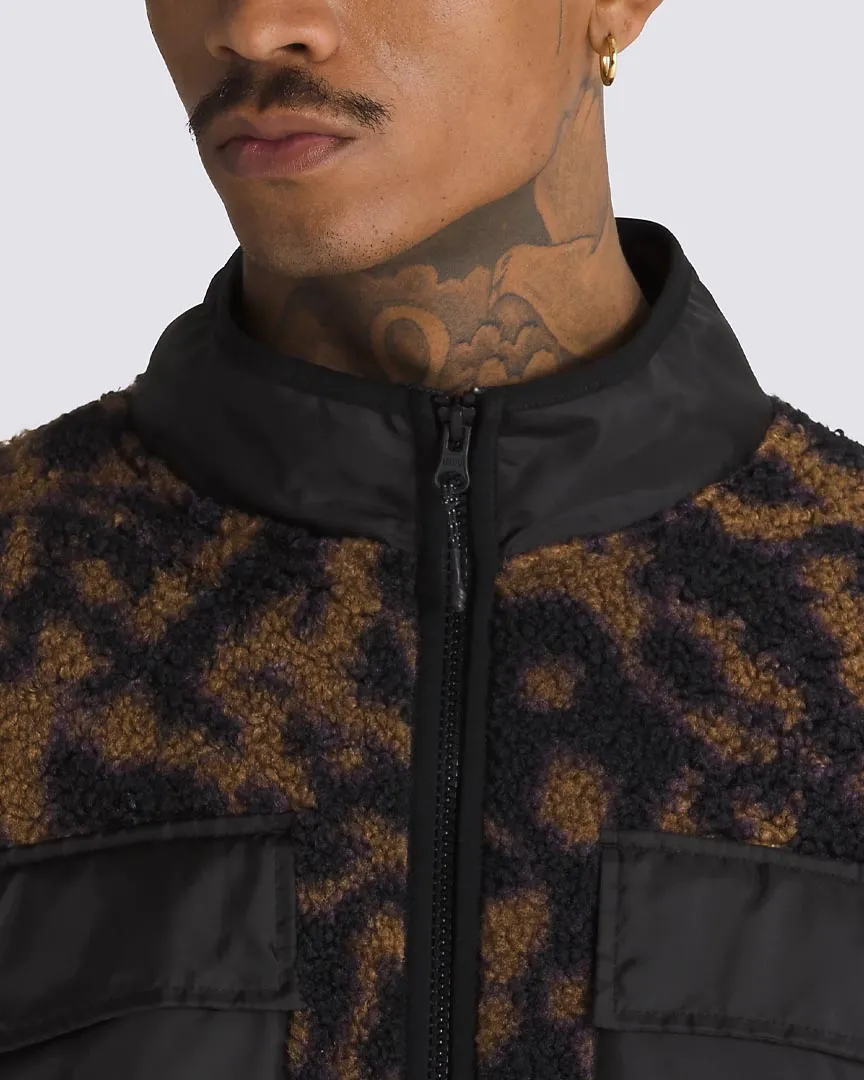 Debrusk Loose Sherpa Zip Fleece - Sepia/Black