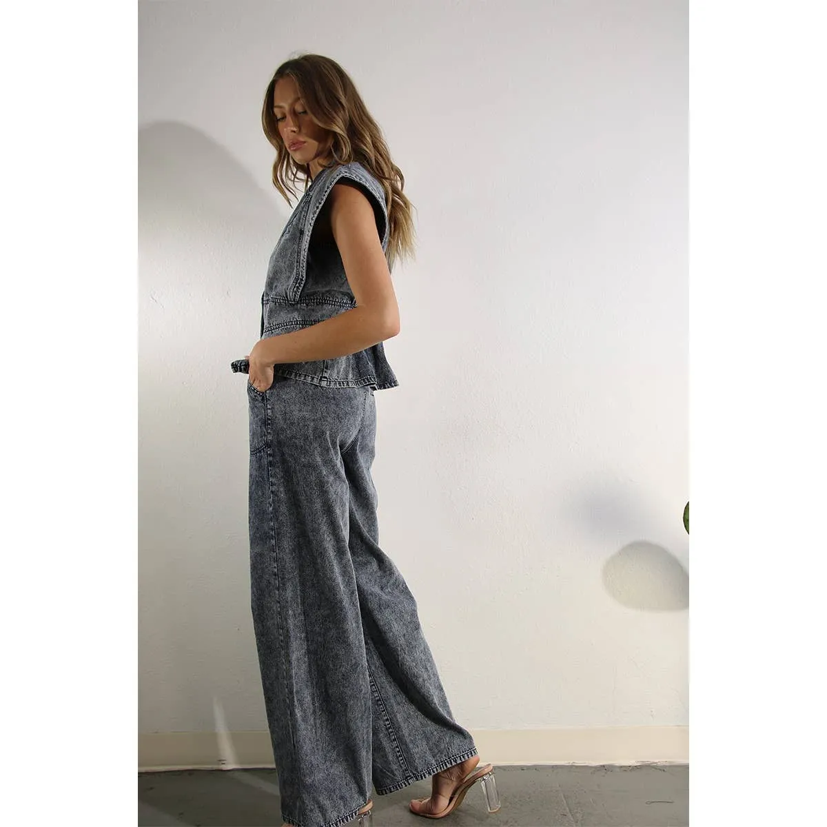 Denim Jacket Vest and Pant Set