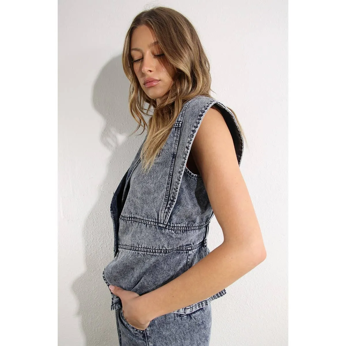 Denim Jacket Vest and Pant Set