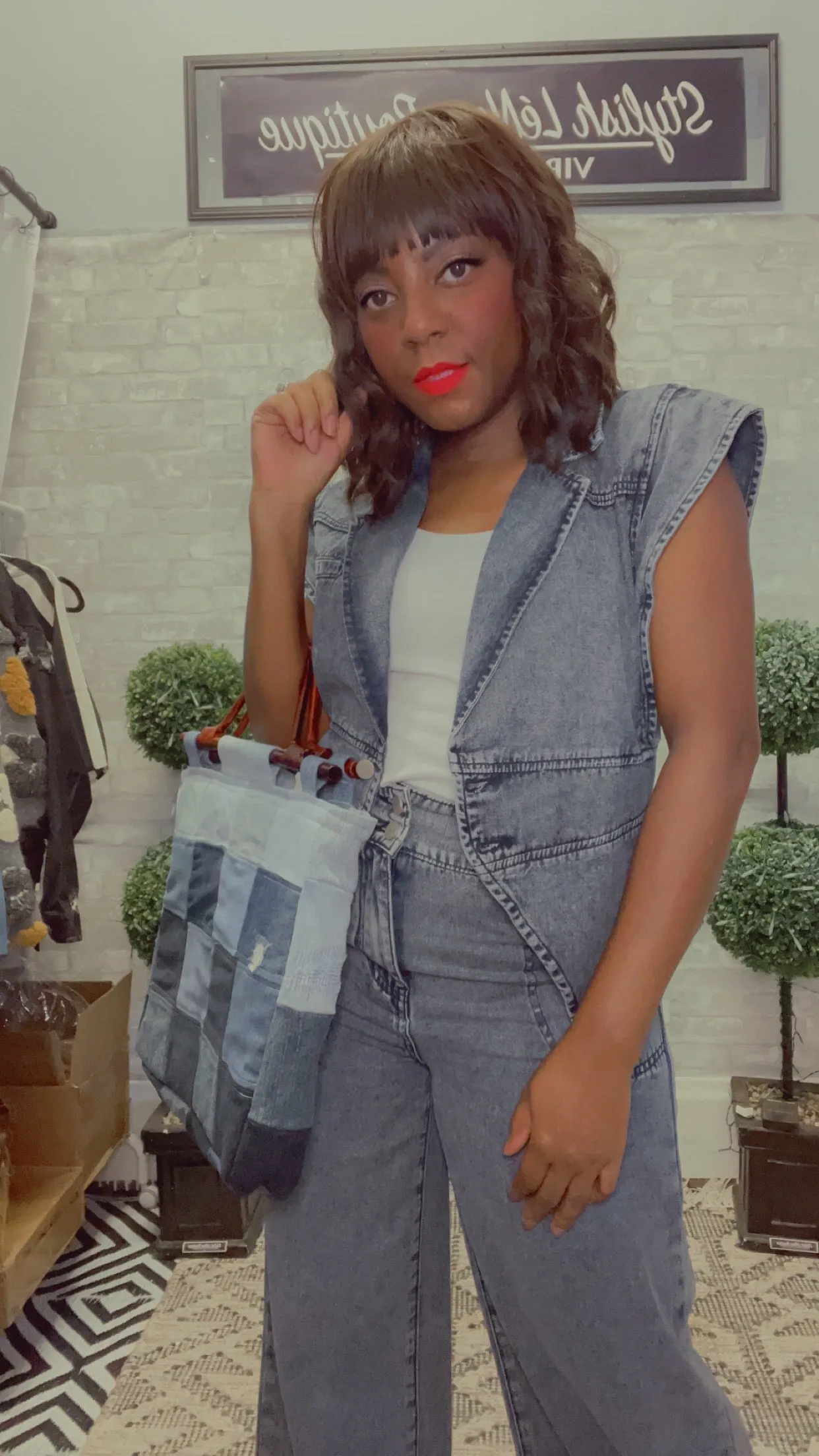 Denim Jacket Vest and Pant Set