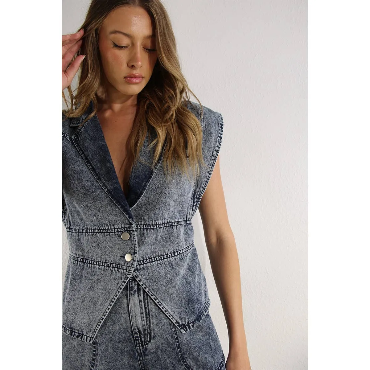 Denim Jacket Vest and Pant Set