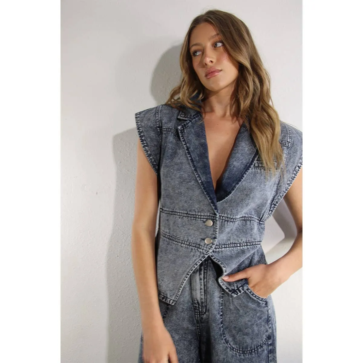 Denim Jacket Vest and Pant Set
