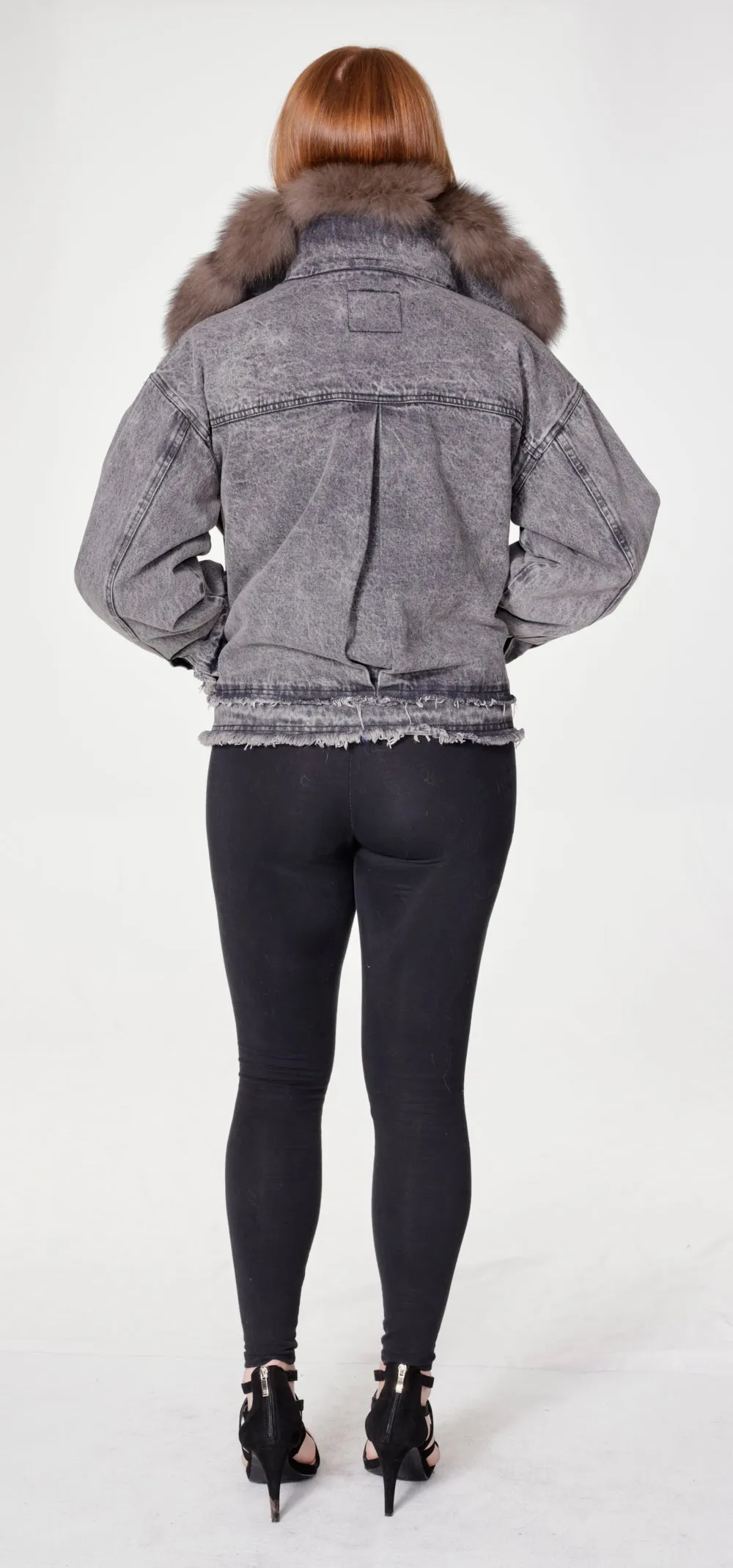Denim Jacket with Dyed Brown Fox