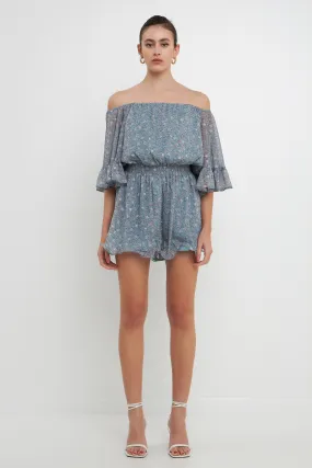 Ditsy Floral Off the Shoulder Romper