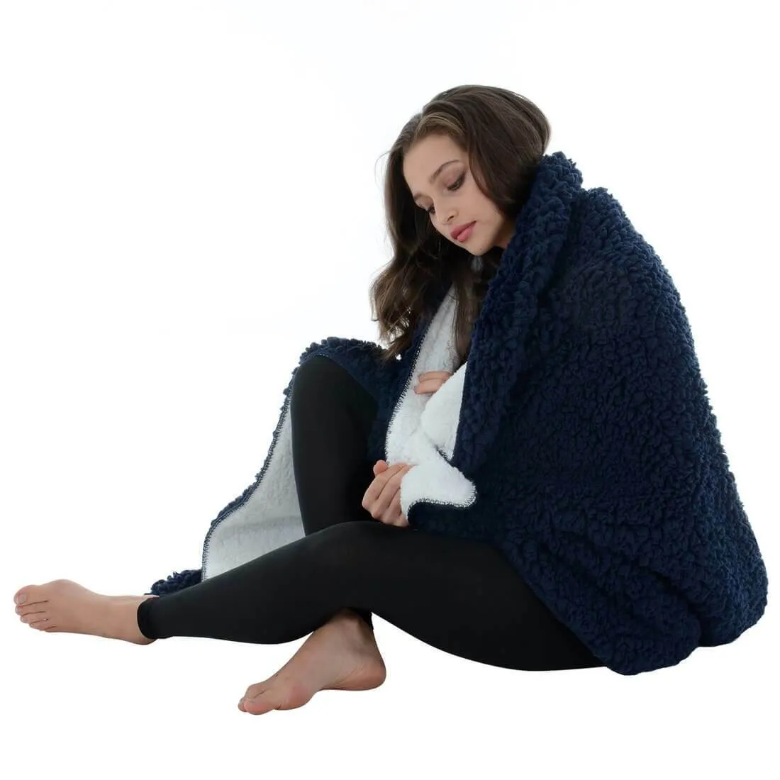 Double Layer Sherpa Super Soft Fleece Blanket Home Sofa Bed Throw