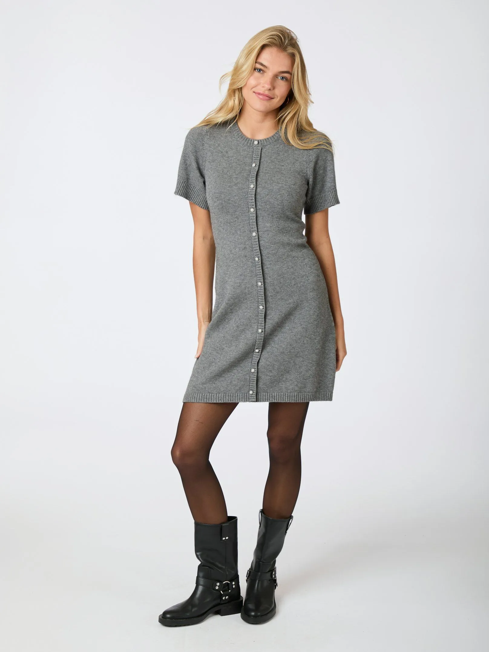 Elise Knit Dress - Dark Grey Melange