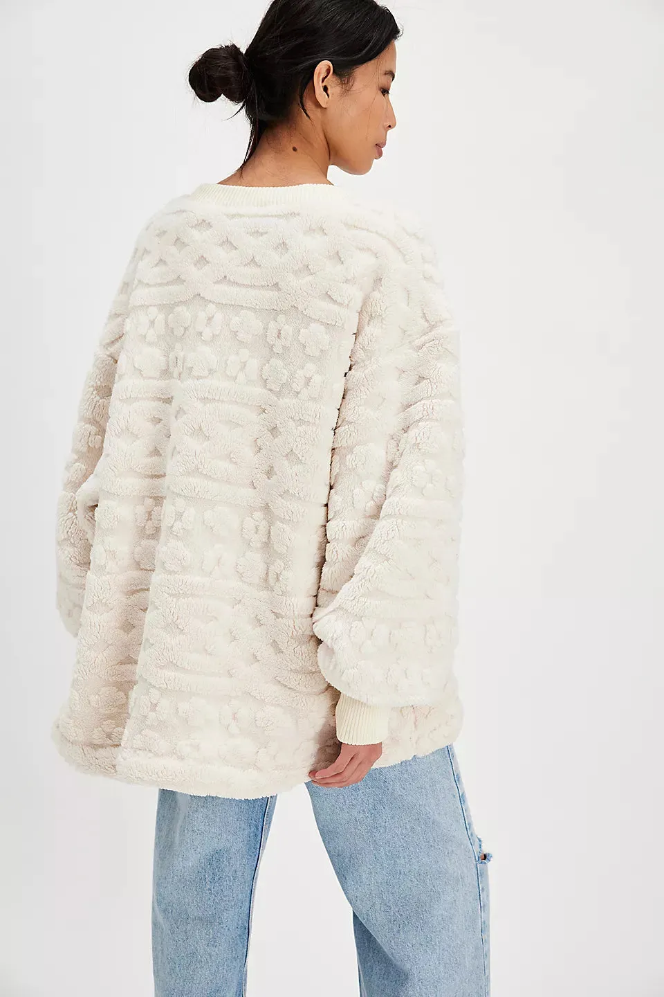 Free People Cable Knit Sweatshirt - IVORY COMBO
