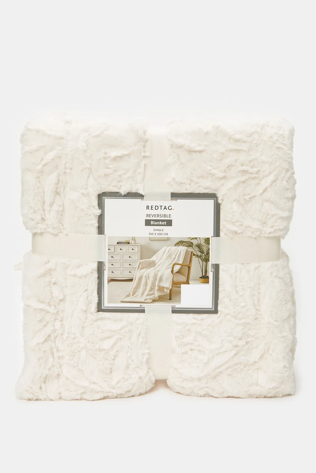 Ivory Leaves Reversible Fur Blanket (Single Size)