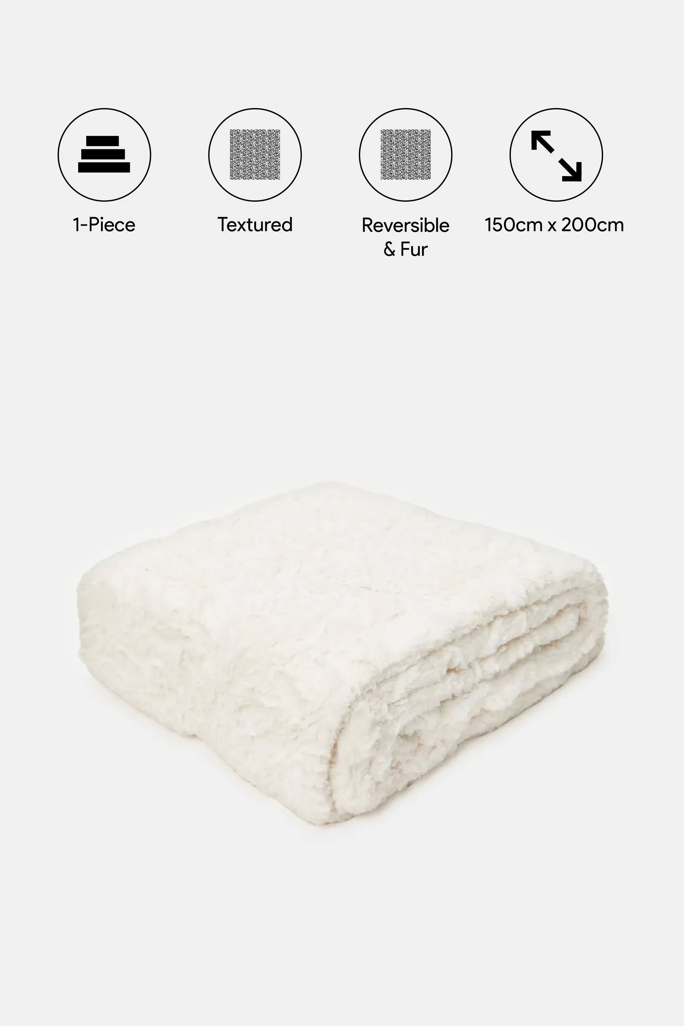 Ivory Leaves Reversible Fur Blanket (Single Size)