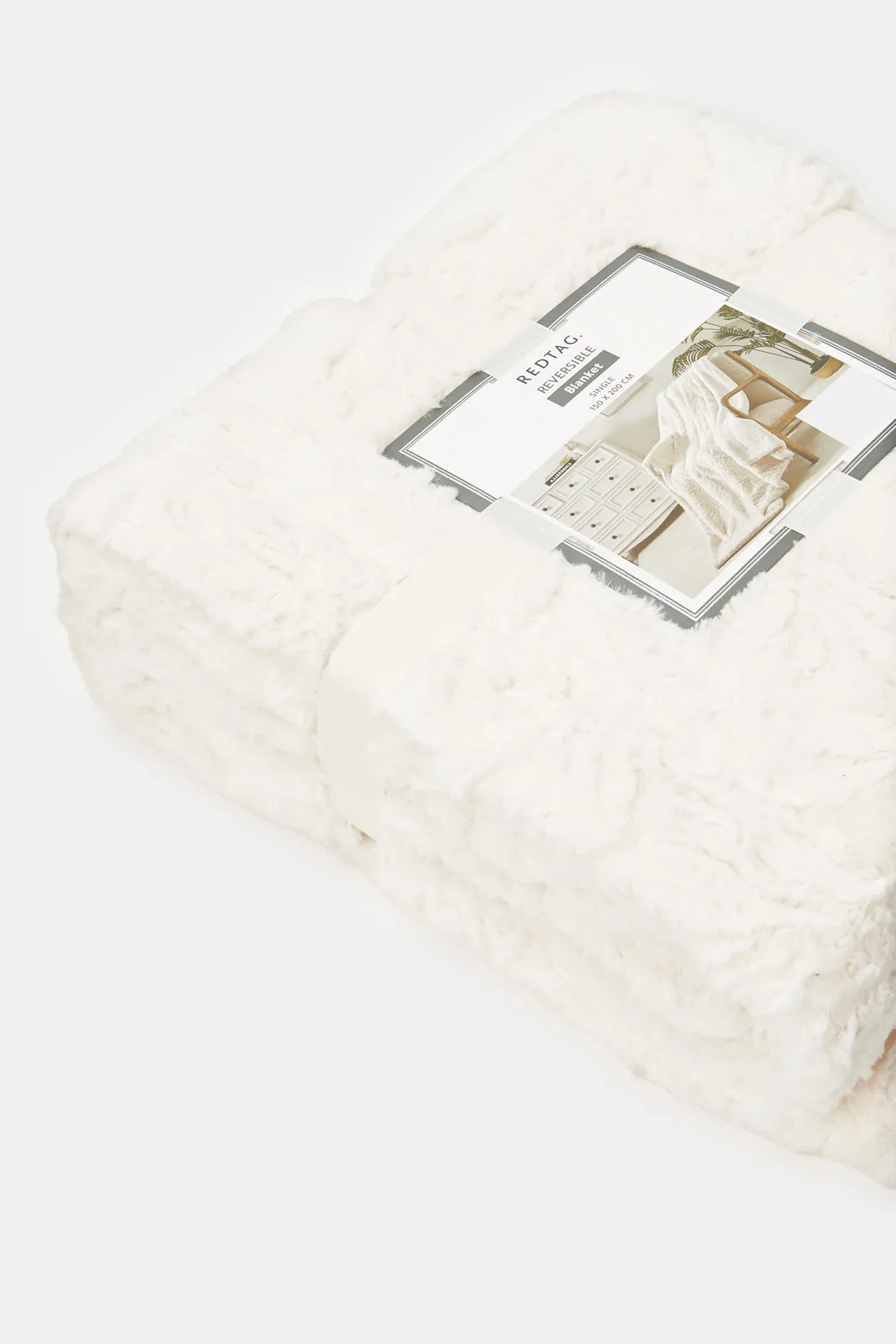 Ivory Leaves Reversible Fur Blanket (Single Size)