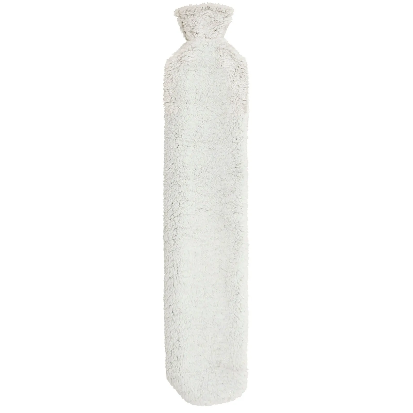 Long Hot Water Bottle Luxury Grey Sherpa Fleece Cover 2 Litre