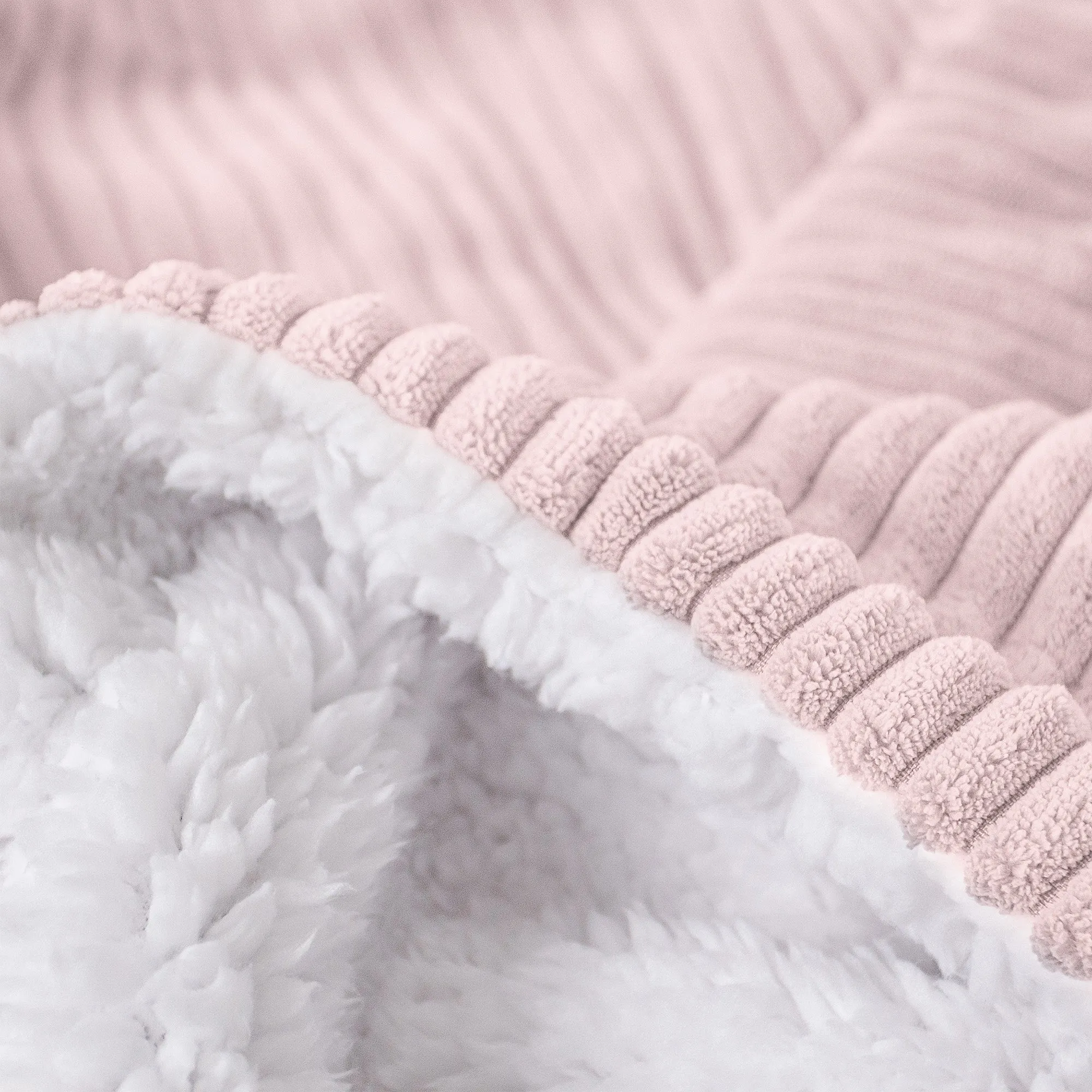 Sherpa Throw / Blanket - Cord Blush Pink