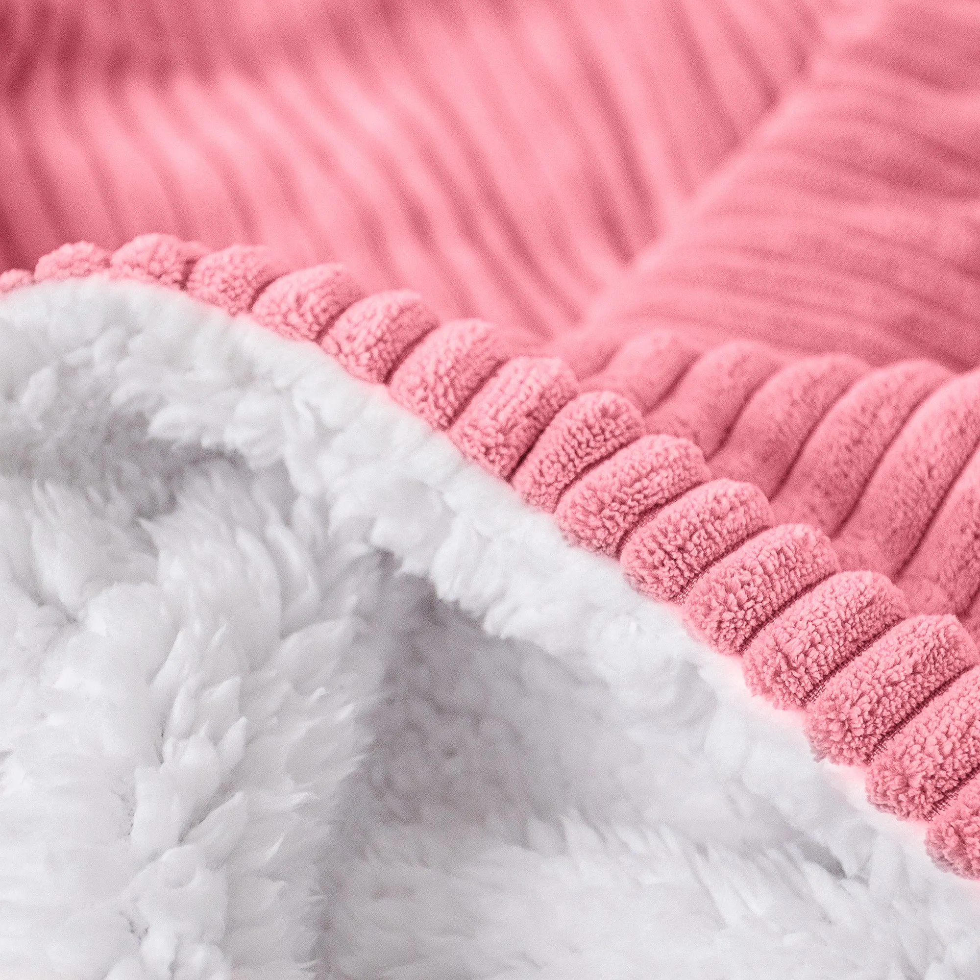 Sherpa Throw / Blanket - Cord Coral Pink