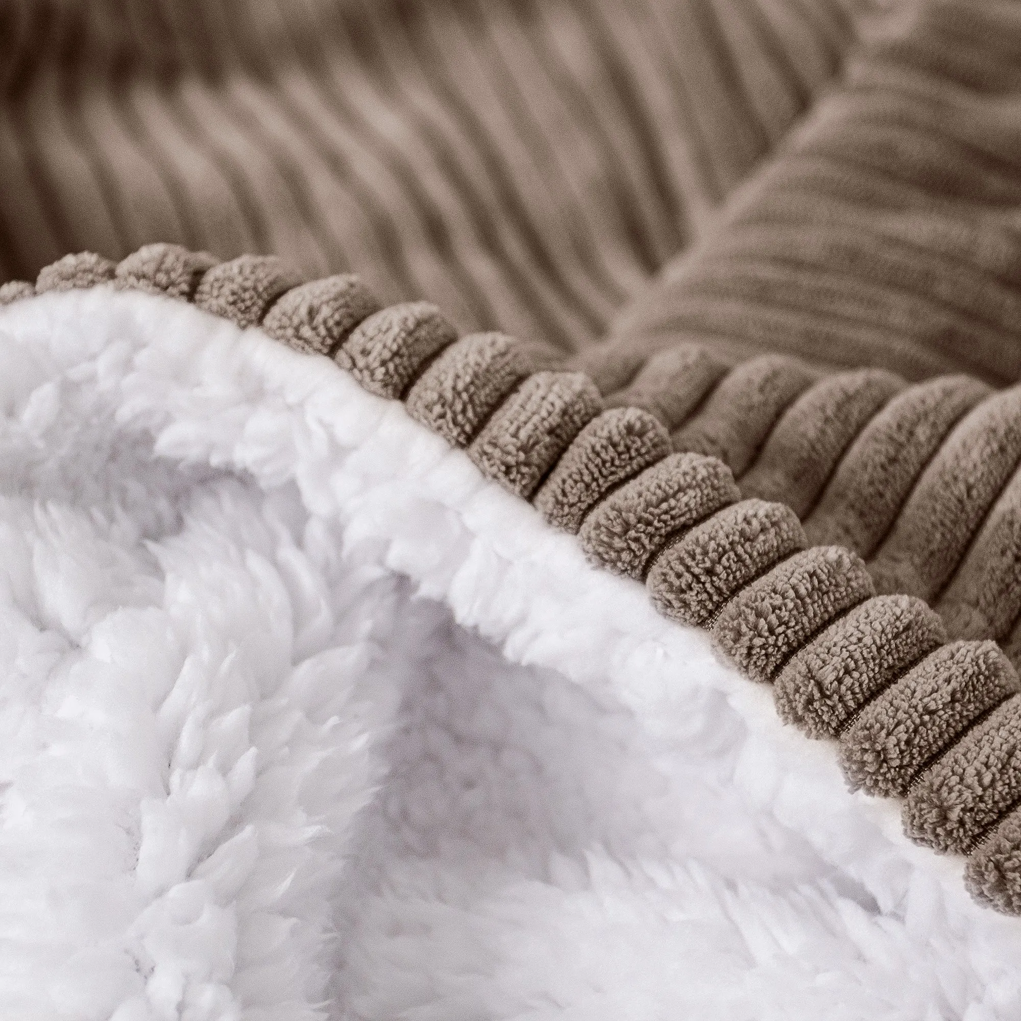 Sherpa Throw / Blanket - Cord Mocha Brown