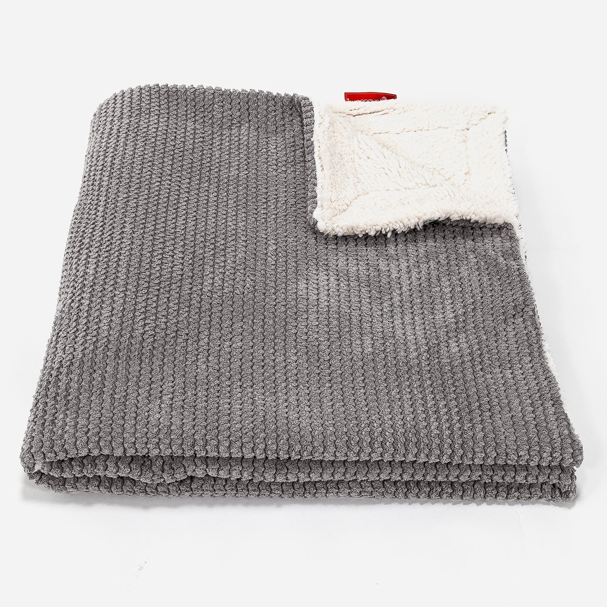 Sherpa Throw / Blanket - Pom Pom Charcoal Grey