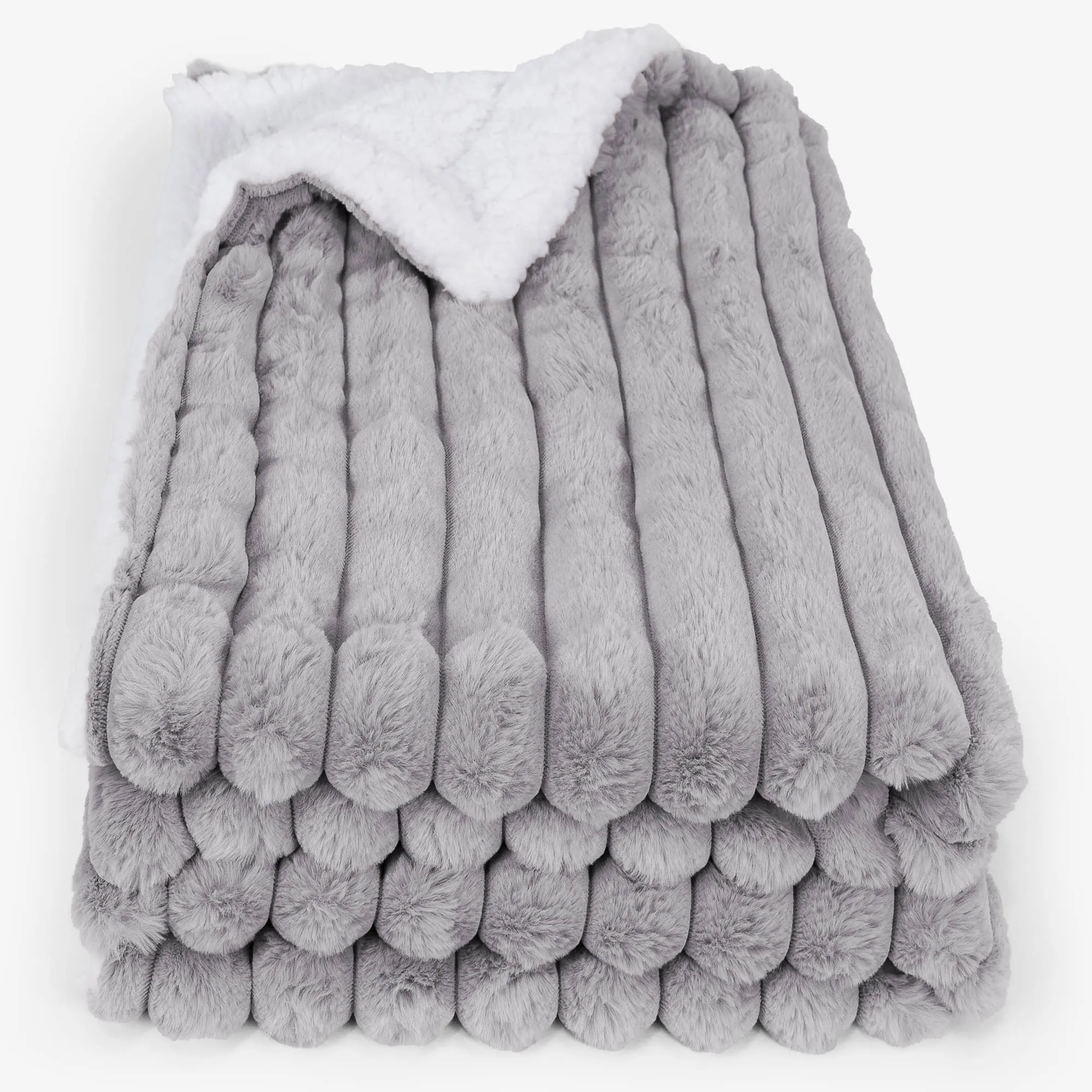 Sherpa Throw / Blanket - Ultra Plush Cord Grey