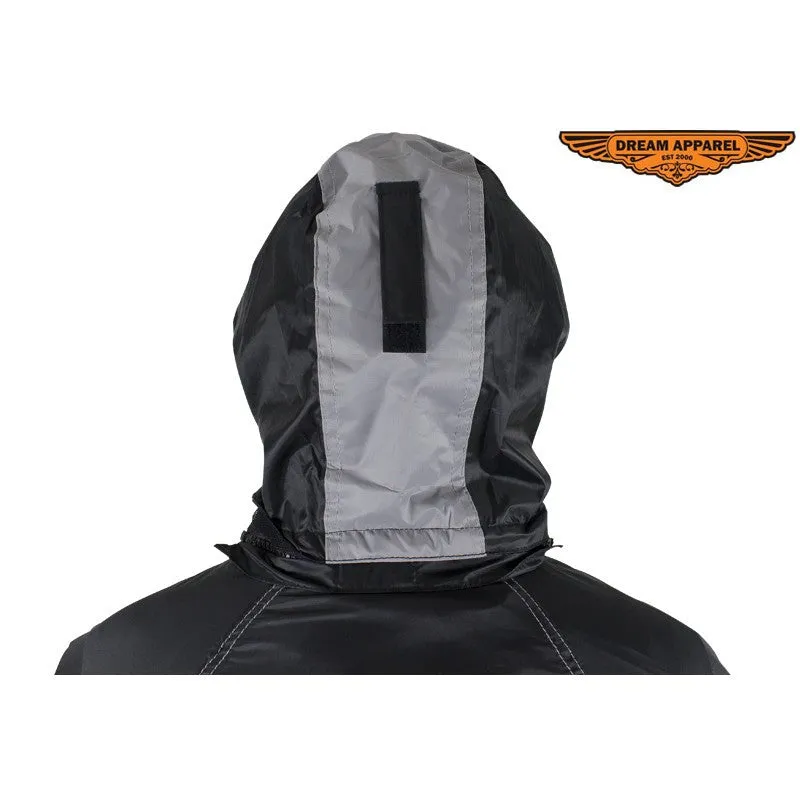 Two-Piece Black & Gray Rain Suit With Zippered Side Seams  RS23-HOODIE