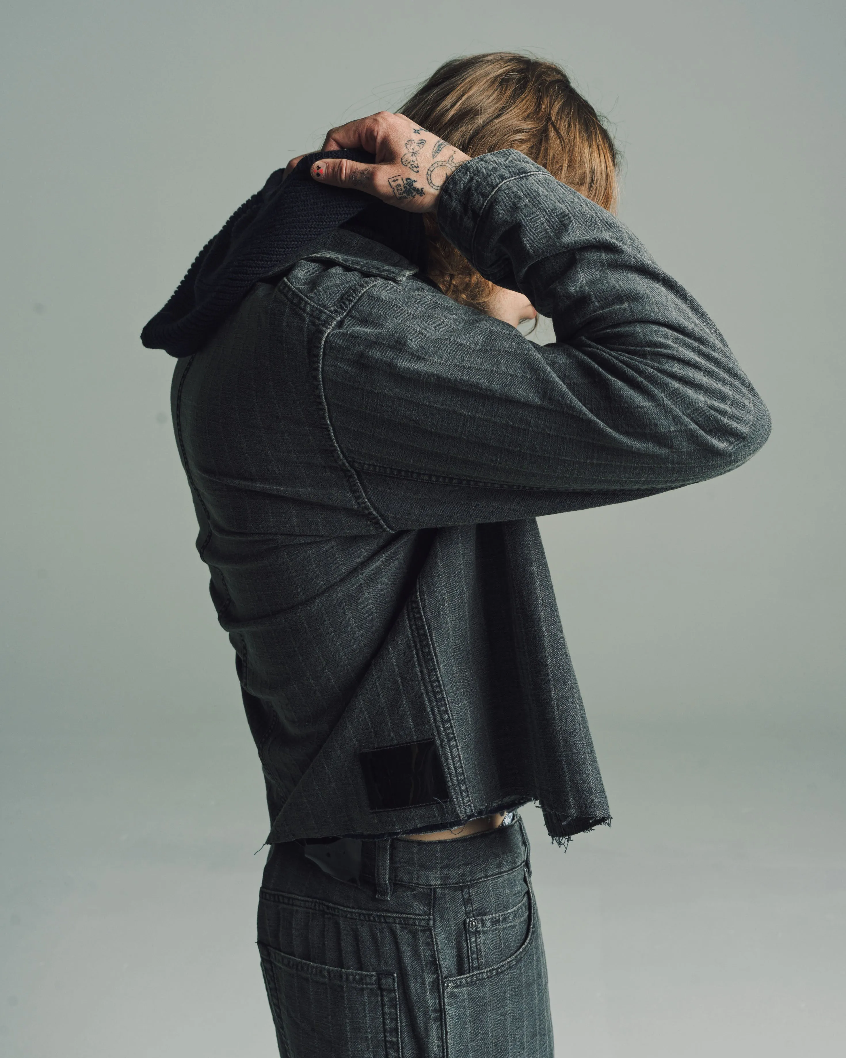 Washed Grey Cut Rebirth Jacket