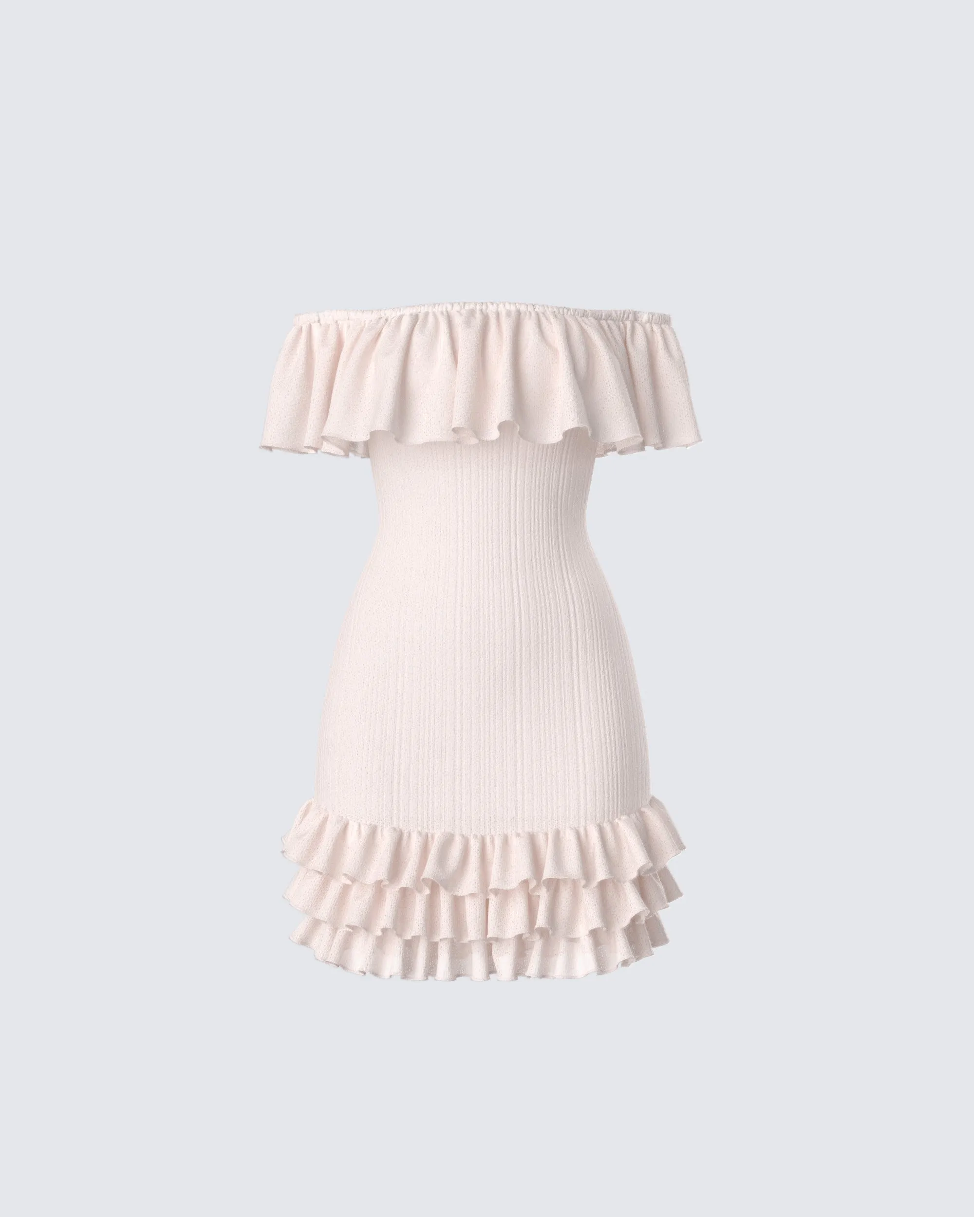 Winsley Peach Ruffle Knit Mini Dress