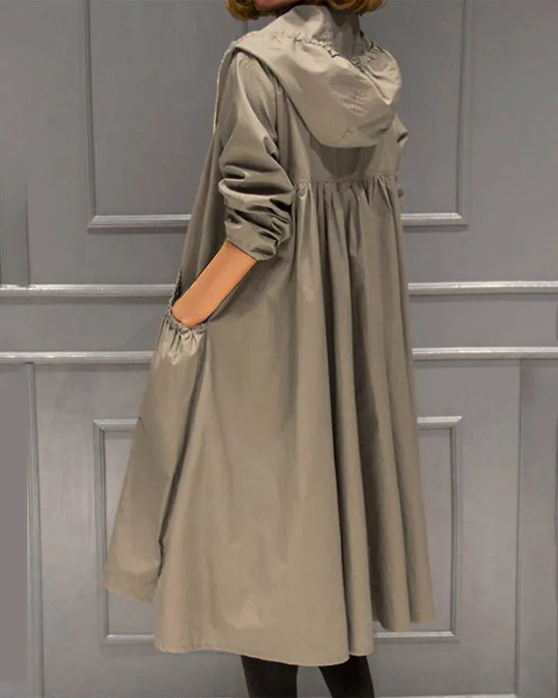 Women's Stylish Waterproof Trench Coat with Button Closure | Ideal for Autumn/Winter