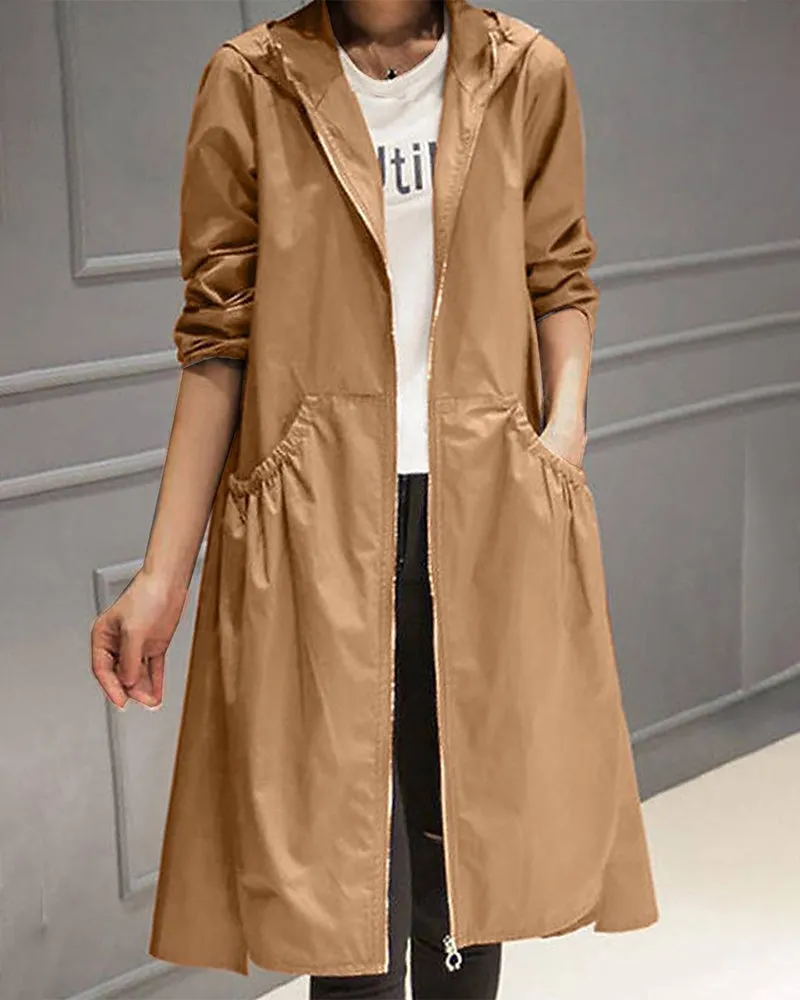 Women's Stylish Waterproof Trench Coat with Button Closure | Ideal for Autumn/Winter