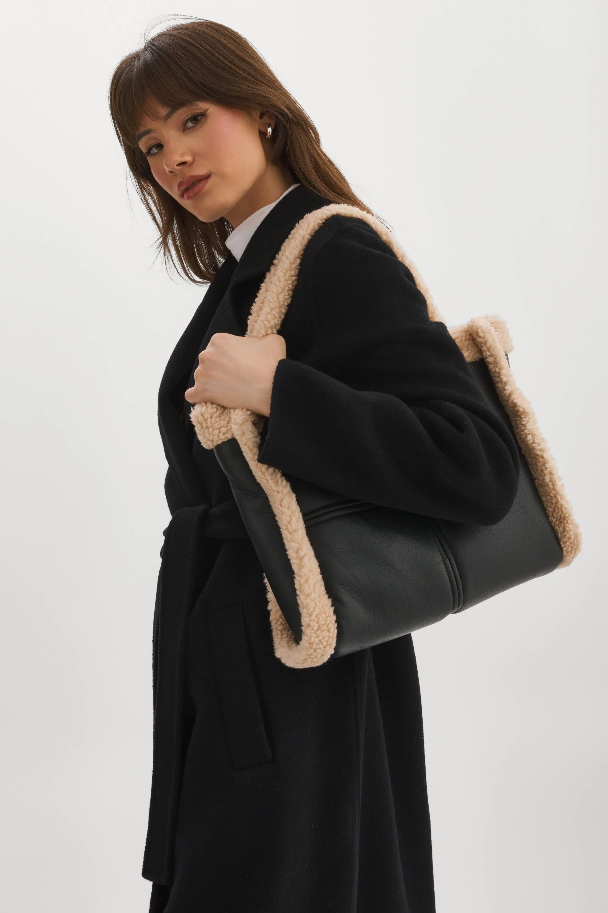 ZOEY | Sherpa Leather Tote