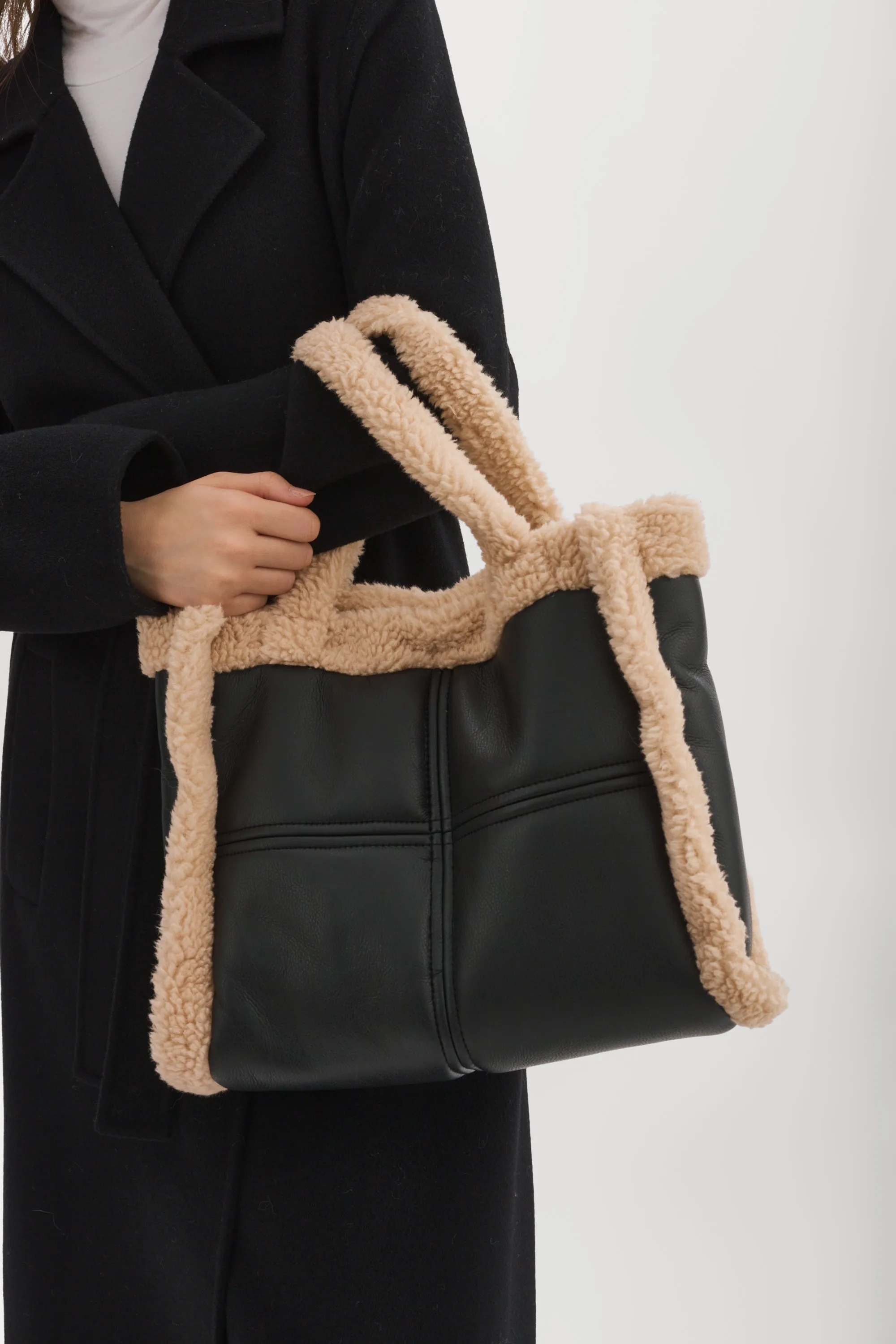 ZOEY | Sherpa Leather Tote